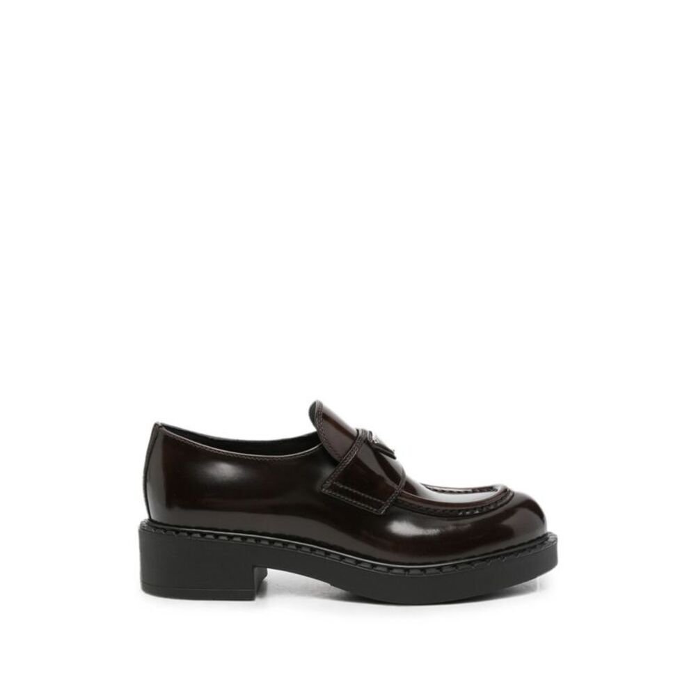 Prada Women Chocolate Leather Loafers - Picture 1 of 4